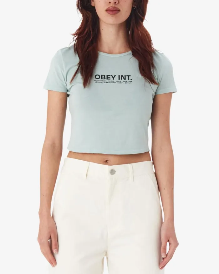 Women OBEY INT CROPPED FITTED TSHIRT White OBEY Clothing TSHIRTS