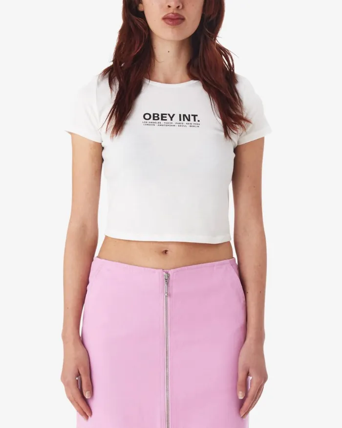 Women OBEY INT CROPPED FITTED TSHIRT White OBEY Clothing TSHIRTS