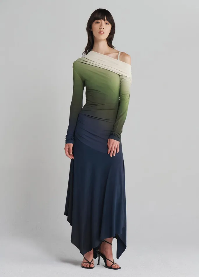 Women Off Shoulder Ombr Jersey Dress MONSE Dresses