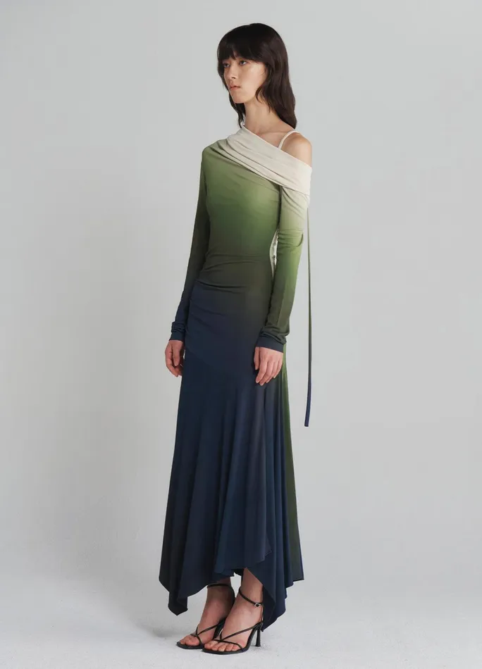 Women Off Shoulder Ombr Jersey Dress MONSE Dresses
