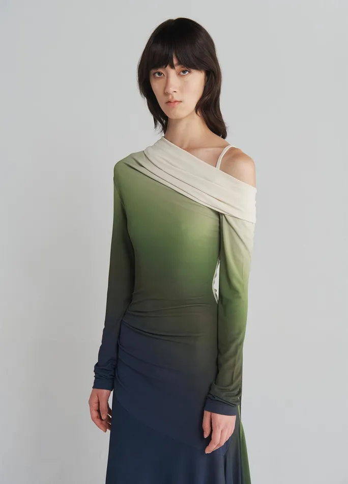 Women Off Shoulder Ombr Jersey Dress MONSE Dresses