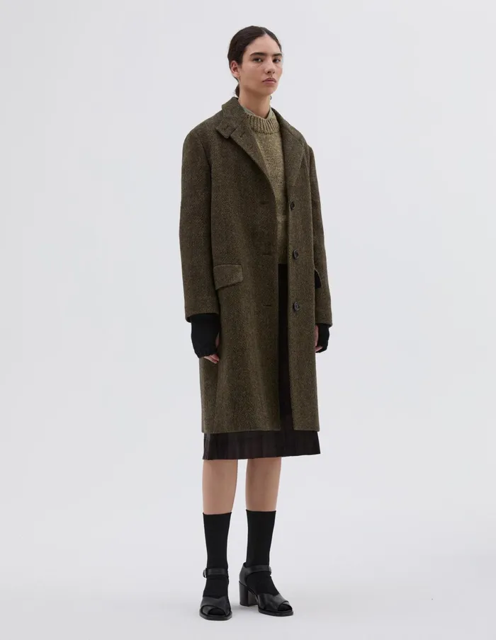 Women Overcoat Black Sand Margaret Howell Jackets and Coats