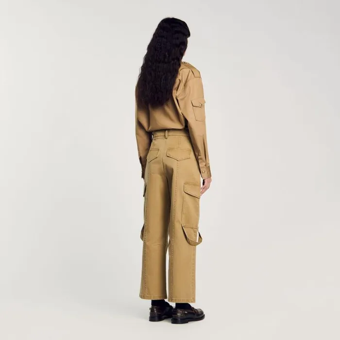 Women Pants and Shorts SANDRO Cargo Trousers Olive Green