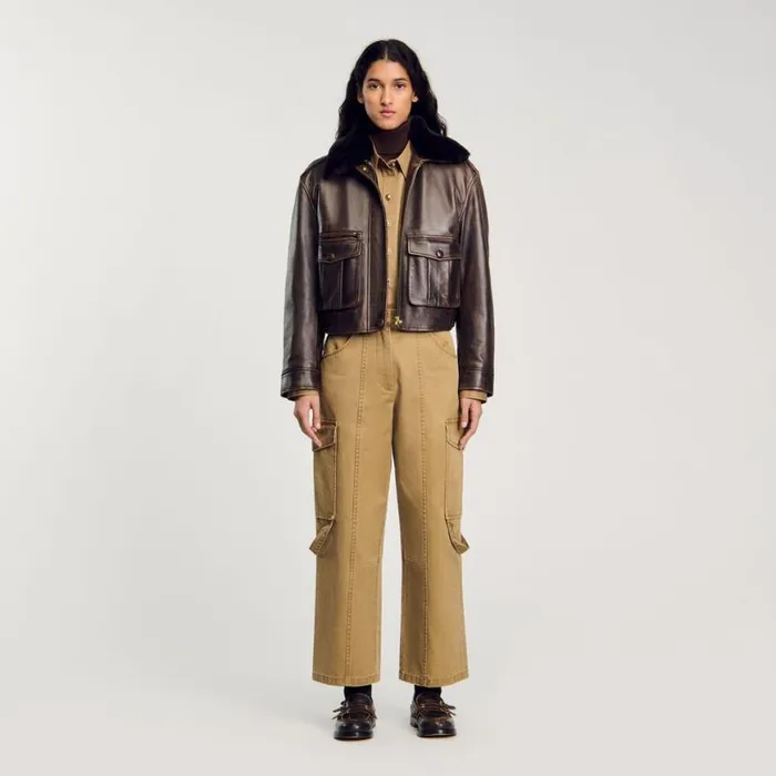 Women Pants and Shorts SANDRO Cargo Trousers Olive Green