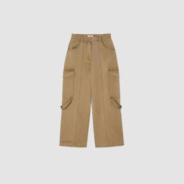 Women Pants and Shorts SANDRO Cargo Trousers Olive Green