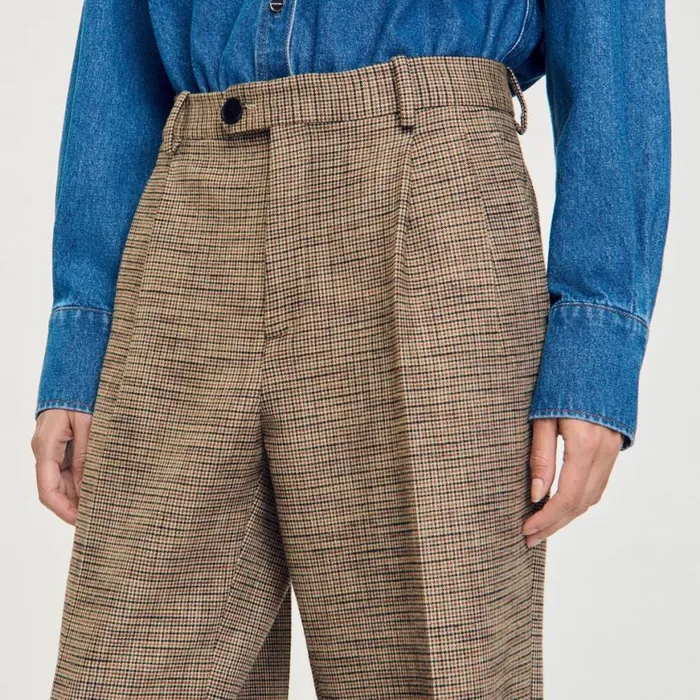 Women Pants and Shorts SANDRO Micro Houndstooth Trousers Brown