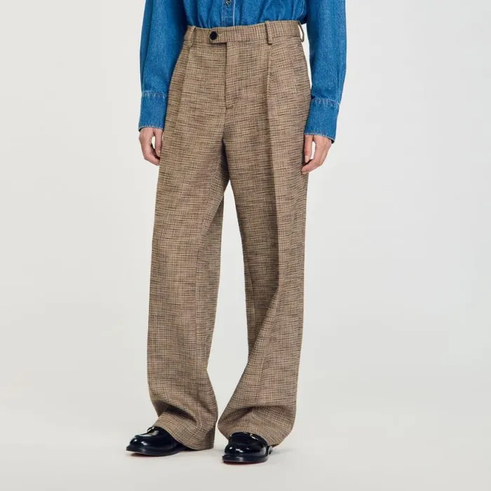 Women Pants and Shorts SANDRO Micro Houndstooth Trousers Brown