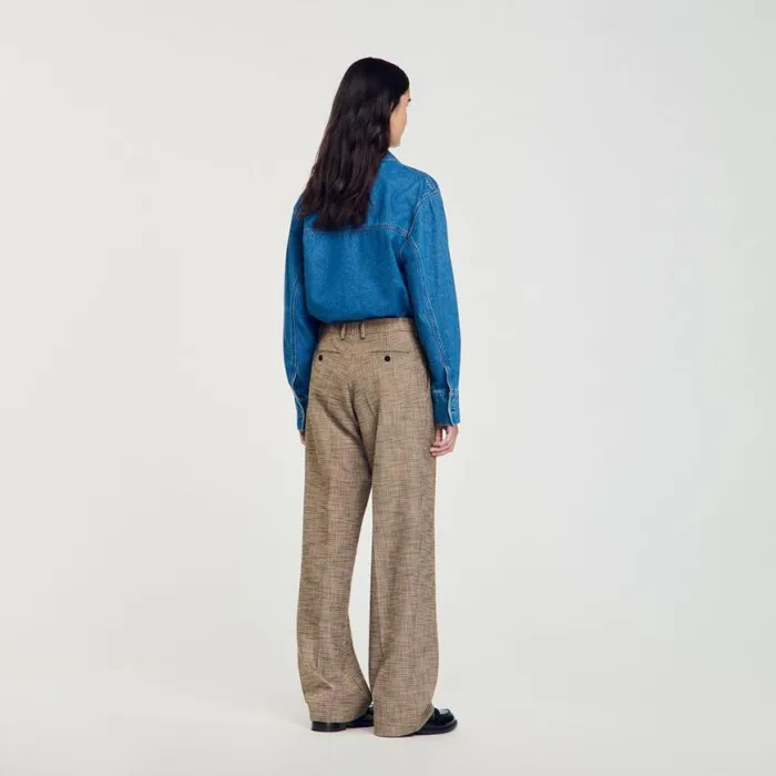 Women Pants and Shorts SANDRO Micro Houndstooth Trousers Brown