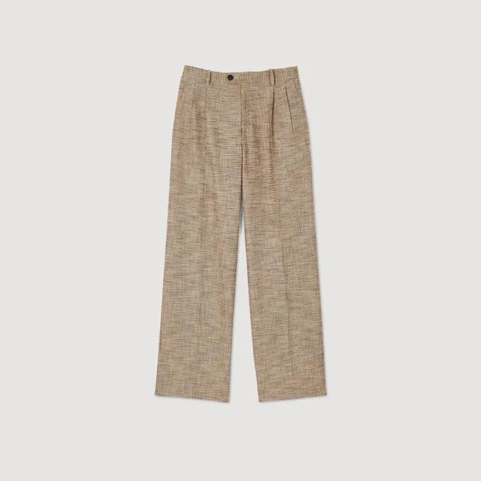 Women Pants and Shorts SANDRO Micro Houndstooth Trousers Brown