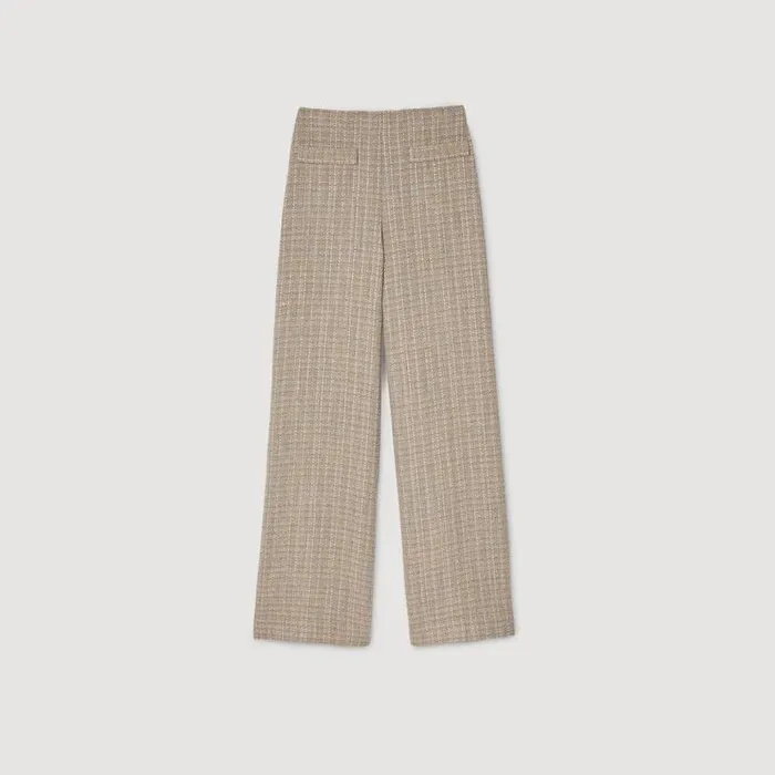 Women Pants and Shorts SANDRO Straightleg Tweed Trousers Camel