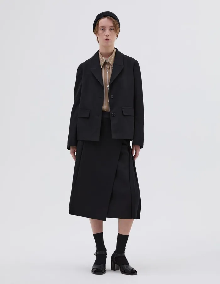 Women Peak Lapel Blazer Black Margaret Howell Jackets and Coats