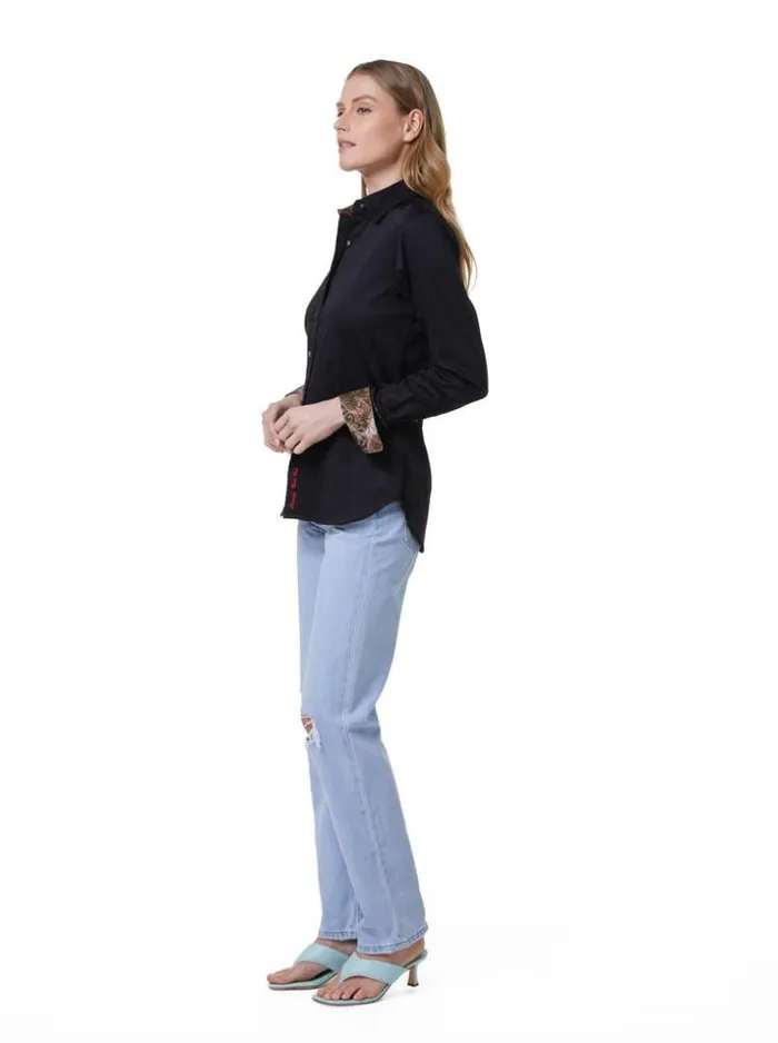 Women PRISCILLA SHIRT Black Robert Graham Tops