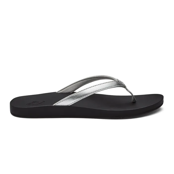 Women Puawe Womens Cushioned Beach Sandals Silver Black Olukai WaterFriendly