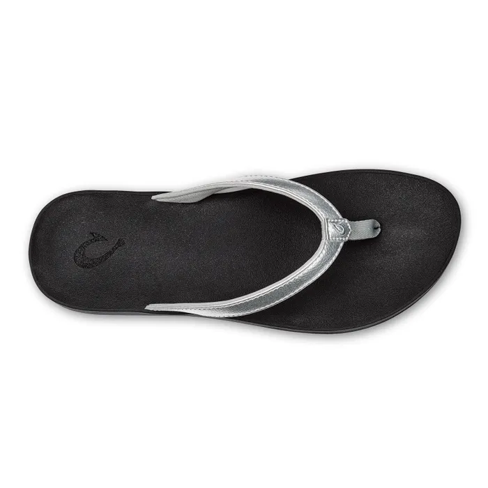 Women Puawe Womens Cushioned Beach Sandals Silver Black Olukai WaterFriendly Women Puawe Womens Cushioned Beach Sandals Silver Black Olukai WaterFriendly