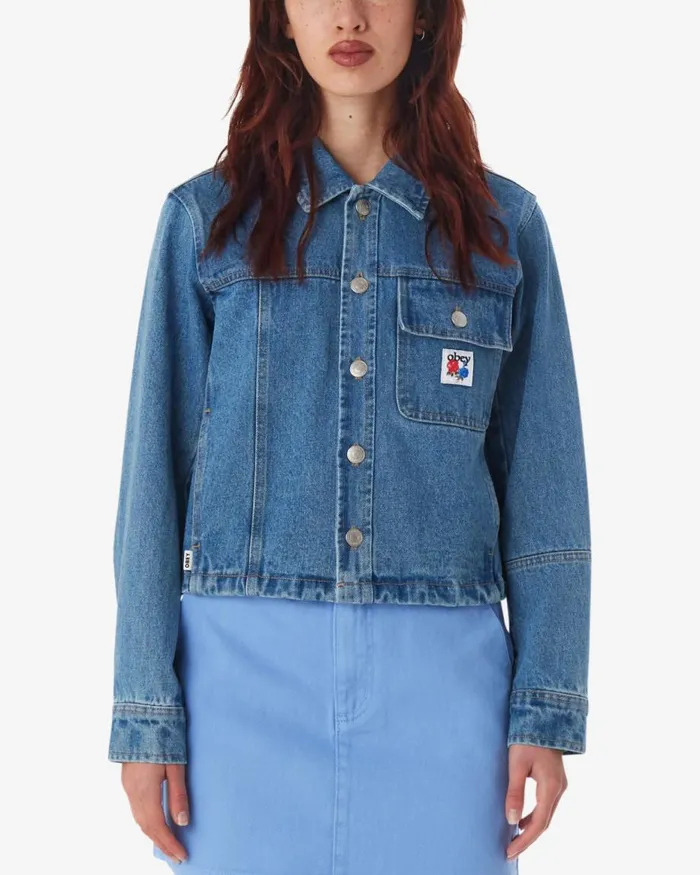 Women REBUILT SHIRT JACKET Light Indigo OBEY Clothing Denim