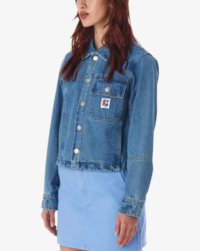 Women REBUILT SHIRT JACKET Light Indigo OBEY Clothing Denim