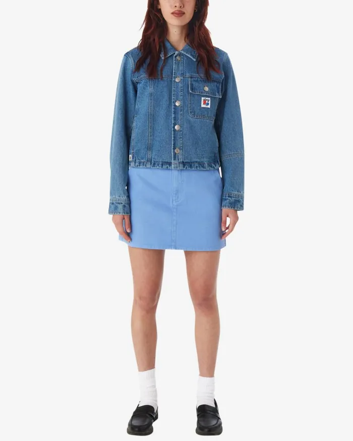 Women REBUILT SHIRT JACKET Light Indigo OBEY Clothing Denim