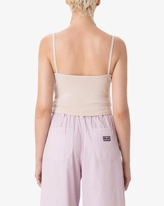 Women SITTING FAIRY SPAGHETTI STRAP CROP TANK Clay OBEY Clothing TSHIRTS