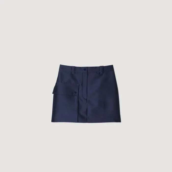 Women Skirts SANDRO Satin Short Skirt Midnight Blue