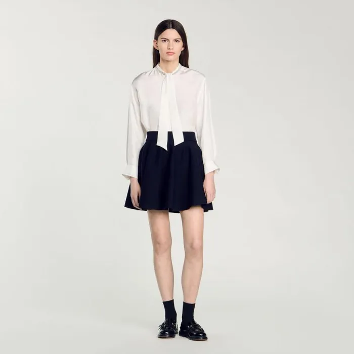 Women Skirts SANDRO Short Knit Skirt Navy Blue