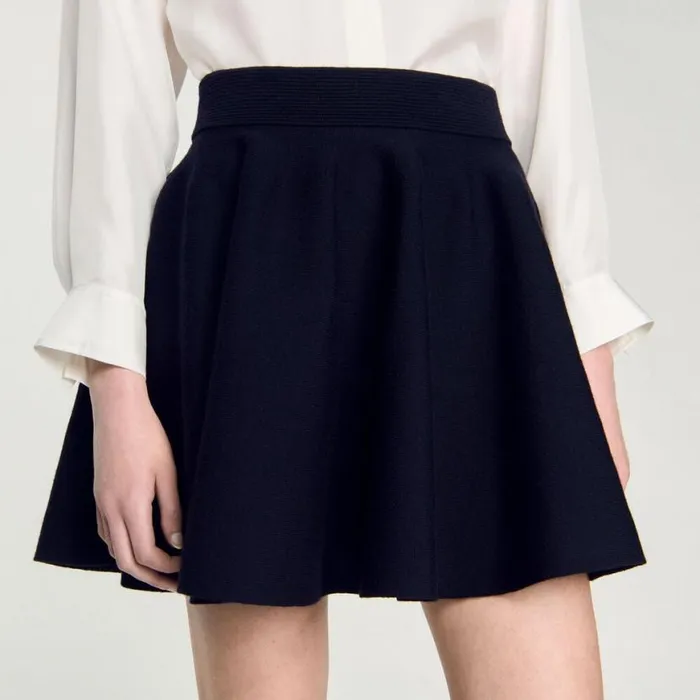 Women Skirts SANDRO Short Knit Skirt Navy Blue