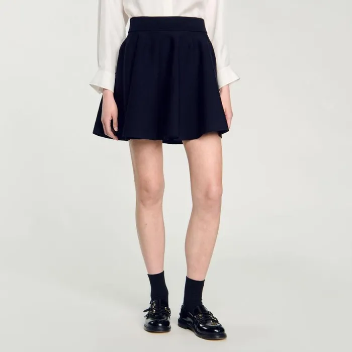 Women Skirts SANDRO Short Knit Skirt Navy Blue