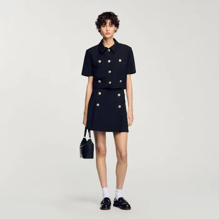 Women Skirts SANDRO Short Pleated Skirt Black