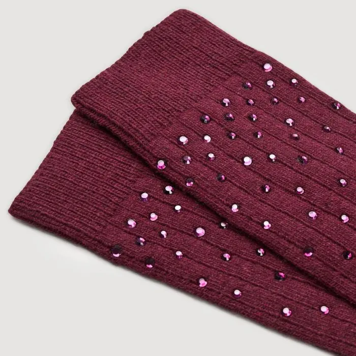 Women Socks SANDRO Rhinestone Socks Burgundy