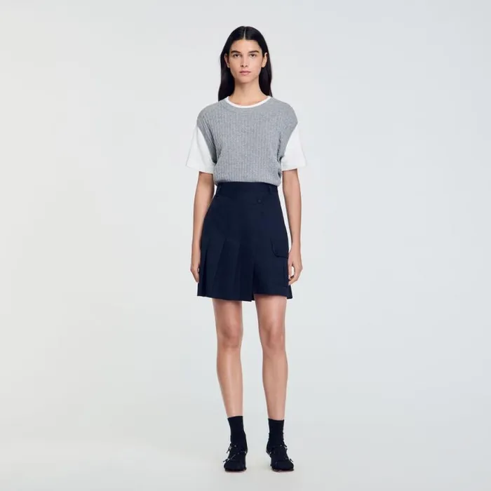 Women Sweaters and Cardigans SANDRO DualMaterial Knit Sweater Grey