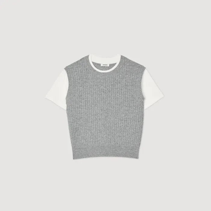 Women Sweaters and Cardigans SANDRO DualMaterial Knit Sweater Grey