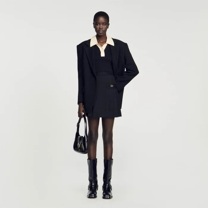 Women Sweaters and Cardigans SANDRO Knit Polo Neck Sweater Black
