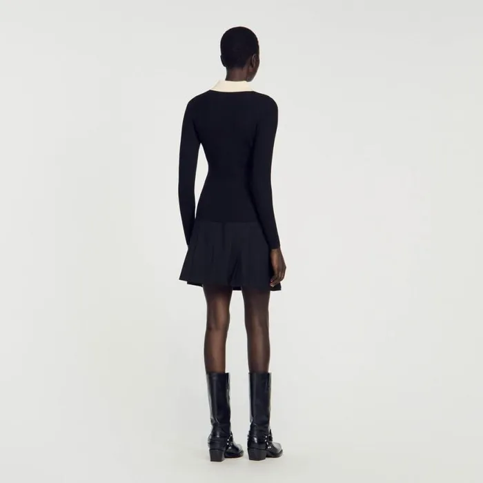 Women Sweaters and Cardigans SANDRO Knit Polo Neck Sweater Black
