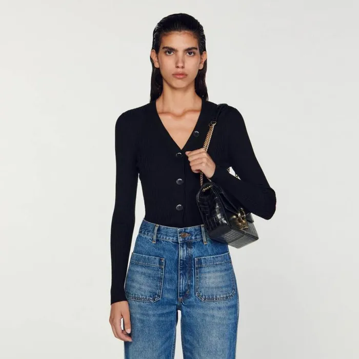 Women Sweaters and Cardigans SANDRO Knitted Cardigan Black