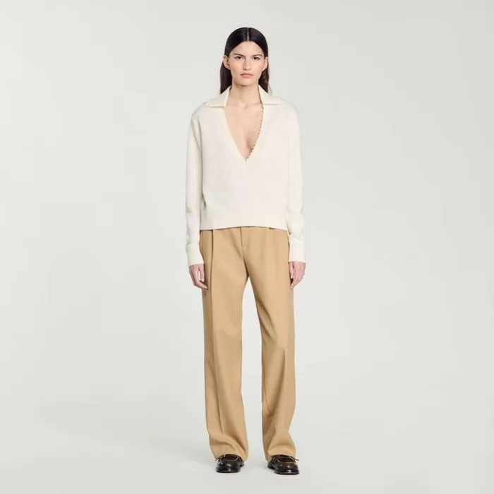 Women Sweaters and Cardigans SANDRO PoloNeck Sweater Ecru