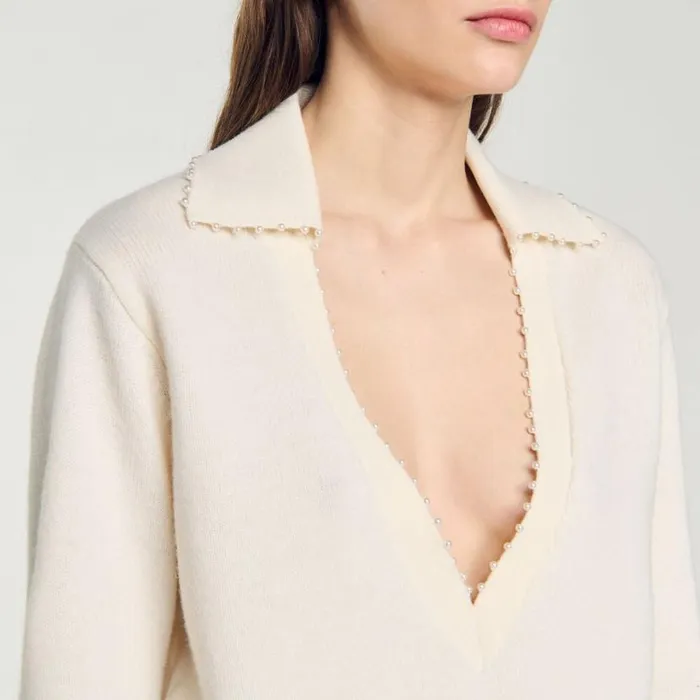 Women Sweaters and Cardigans SANDRO PoloNeck Sweater Ecru