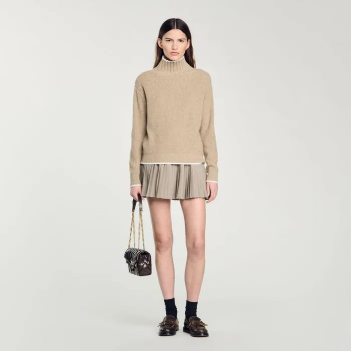 Women Sweaters and Cardigans SANDRO Turtleneck Jumper Beige