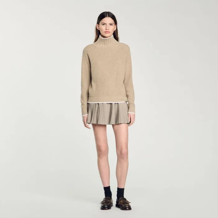 Women Sweaters and Cardigans SANDRO Turtleneck Jumper Beige