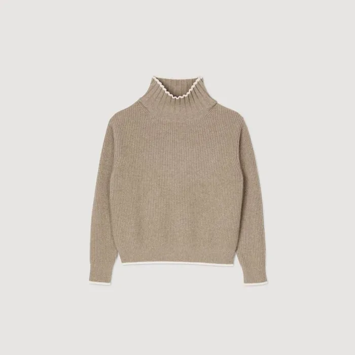 Women Sweaters and Cardigans SANDRO Turtleneck Jumper Beige