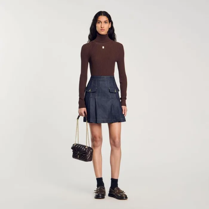Women Sweaters and Cardigans SANDRO Turtleneck Sweater Brown
