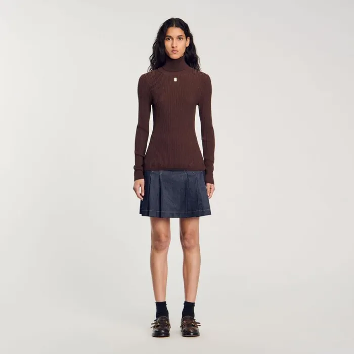 Women Sweaters and Cardigans SANDRO Turtleneck Sweater Brown
