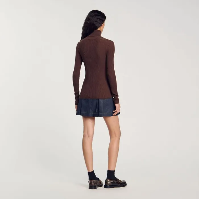Women Sweaters and Cardigans SANDRO Turtleneck Sweater Brown