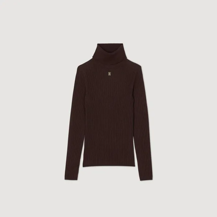 Women Sweaters and Cardigans SANDRO Turtleneck Sweater Brown