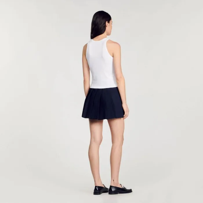 Women Tshirts SANDRO Embroidered Vest Top White