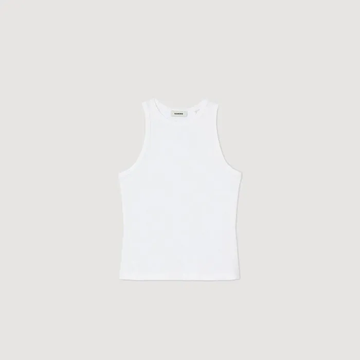 Women Tshirts SANDRO Embroidered Vest Top White