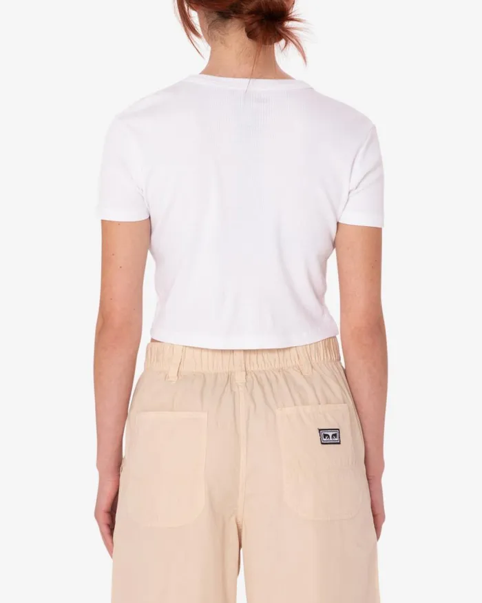 Women THE FUTURE IS IN THE FRUITS OF CROPPED EMMA RIB TSHIRT White OBEY Clothing TSHIRTS Women THE FUTURE IS IN THE FRUITS OF CROPPED EMMA RIB TSHIRT White OBEY Clothing TSHIRTS