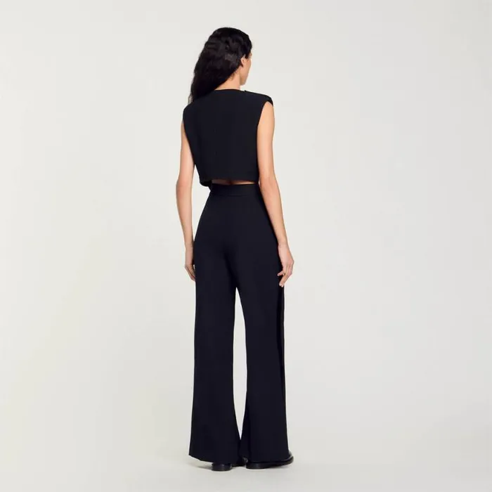 Women Tops and Shirts SANDRO SatinEffect Crop Top Black