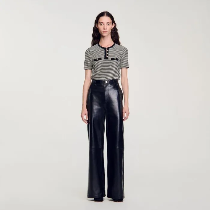 Women Tops and Shirts SANDRO Striped Sweater Black