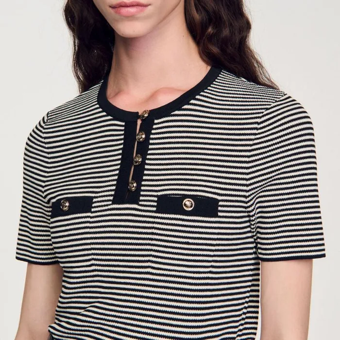 Women Tops and Shirts SANDRO Striped Sweater Black