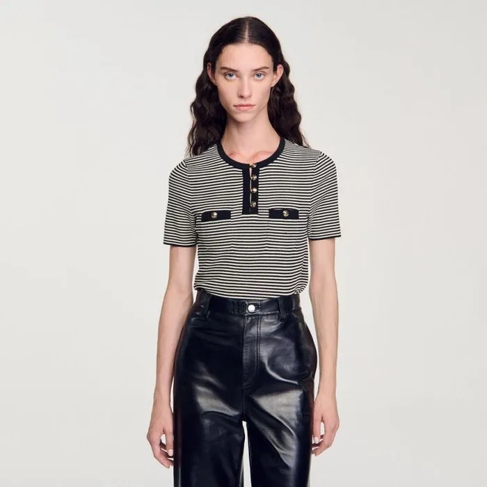 Women Tops and Shirts SANDRO Striped Sweater Black