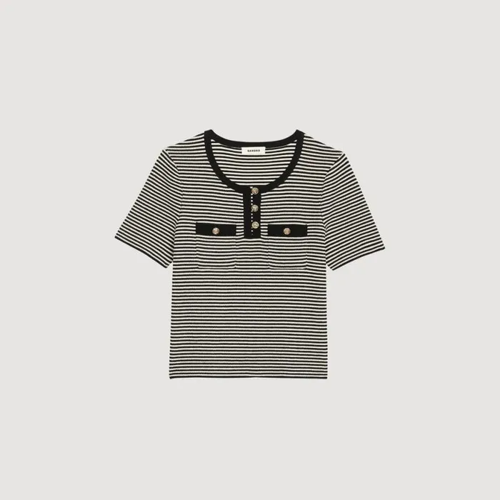 Women Tops and Shirts SANDRO Striped Sweater Black